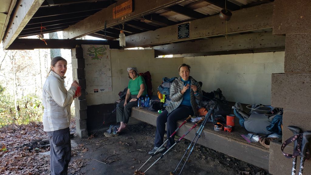 4.7 miles in, we stopped at this shelter for lunch and a welcome break. Photo by “Java”